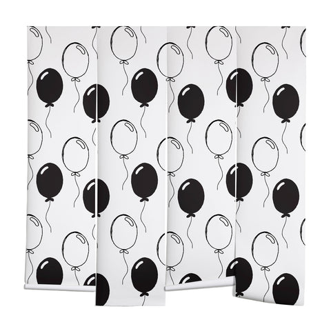 Avenie Party Balloons Black and White Wall Mural