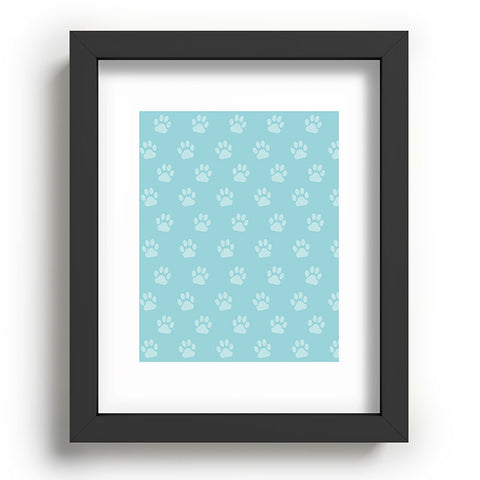 Avenie Paw Print Pattern Blue Recessed Framing Rectangle