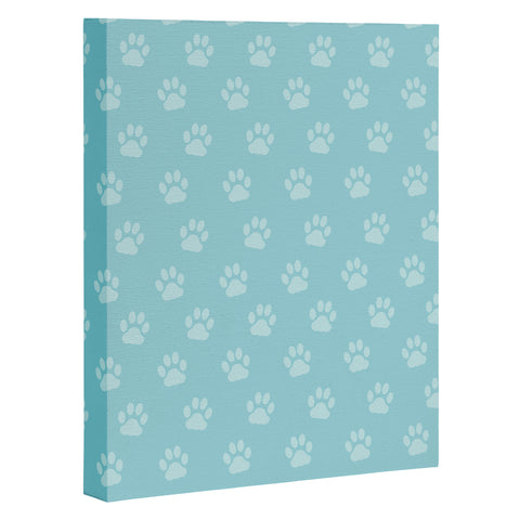 Avenie Paw Print Pattern Blue Art Canvas