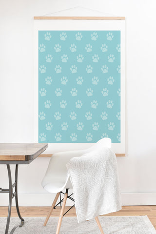 Avenie Paw Print Pattern Blue Art Print And Hanger