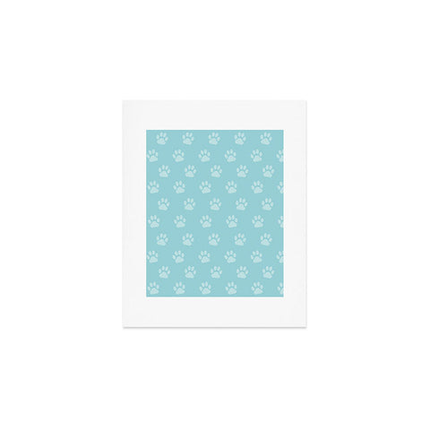 Avenie Paw Print Pattern Blue Art Print