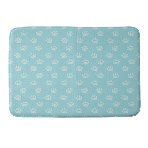 Avenie Paw Print Pattern Blue Memory Foam Bath Mat