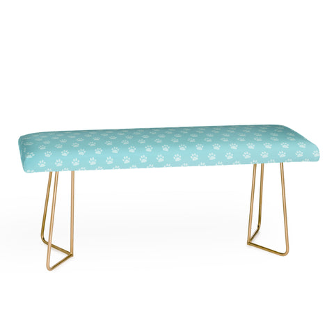 Avenie Paw Print Pattern Blue Bench