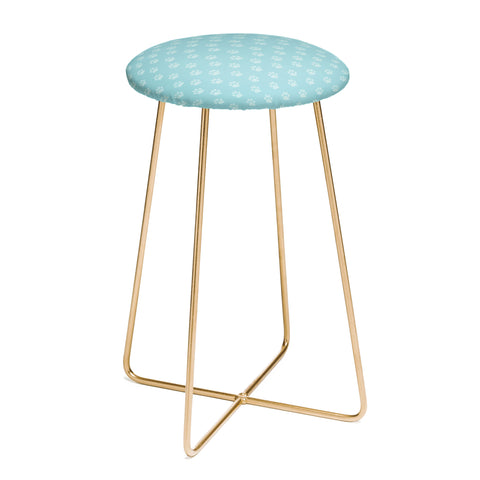 Avenie Paw Print Pattern Blue Counter Stool