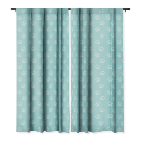 Avenie Paw Print Pattern Blue Blackout Non Repeat