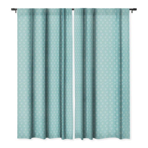 Avenie Paw Print Pattern Blue Blackout Window Curtain