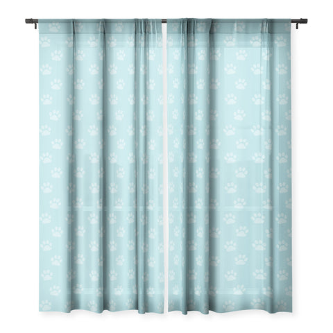 Avenie Paw Print Pattern Blue Sheer Non Repeat