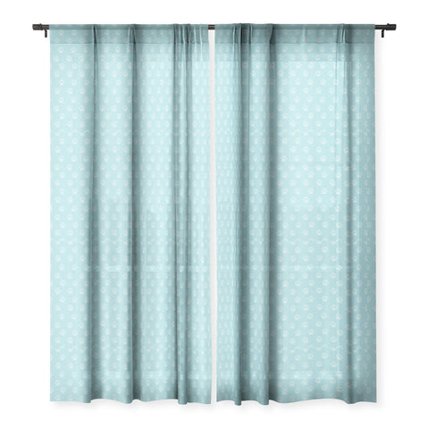 Avenie Paw Print Pattern Blue Sheer Window Curtain