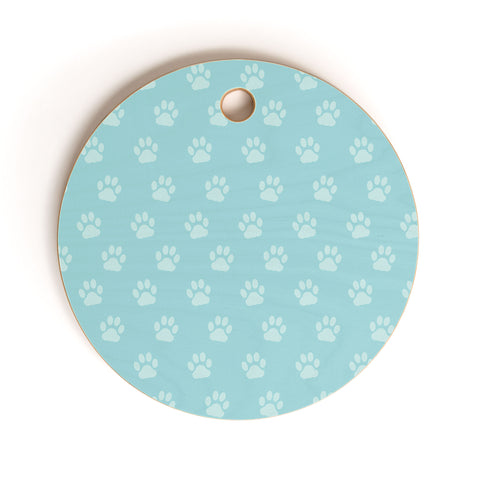 Avenie Paw Print Pattern Blue Cutting Board Round