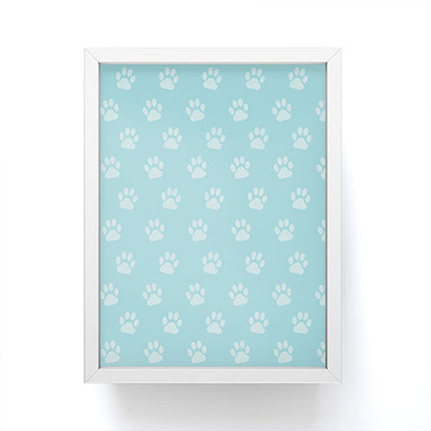 Avenie Paw Print Pattern Blue Framed Mini Art Print