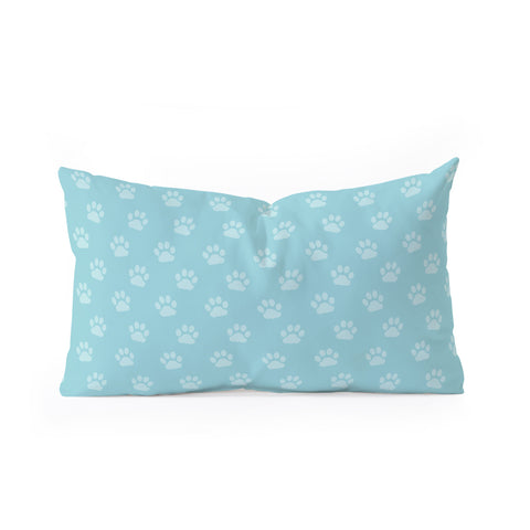 Avenie Paw Print Pattern Blue Oblong Throw Pillow