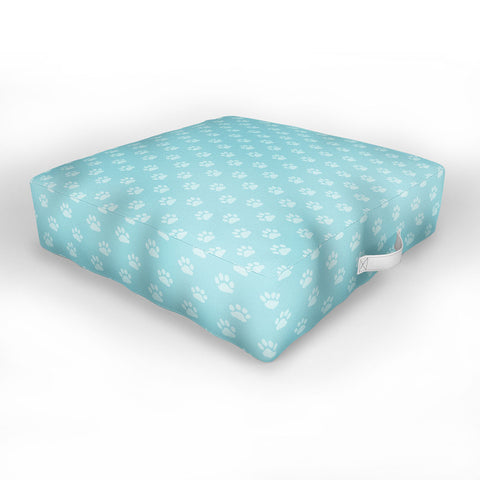 Avenie Paw Print Pattern Blue Outdoor Floor Cushion