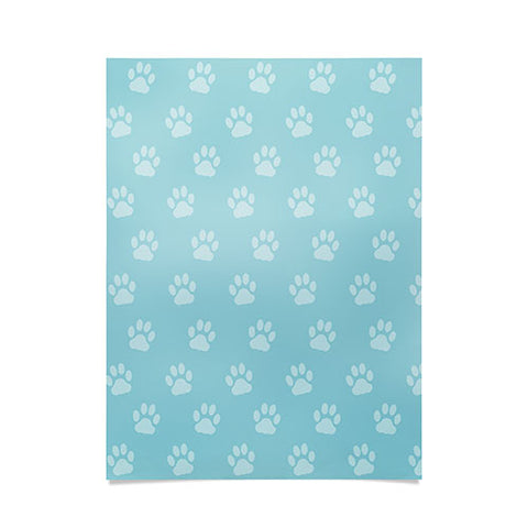 Avenie Paw Print Pattern Blue Poster