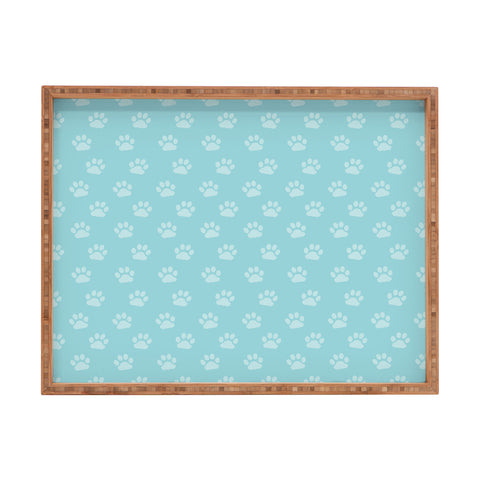 Avenie Paw Print Pattern Blue Rectangular Tray