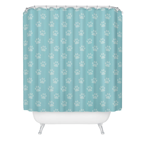 Avenie Paw Print Pattern Blue Shower Curtain