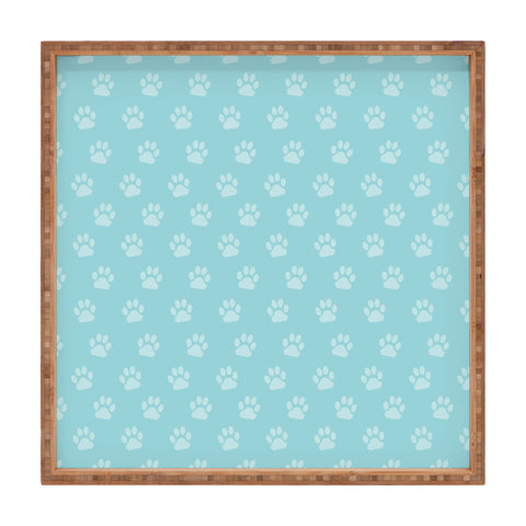 Avenie Paw Print Pattern Blue Square Tray