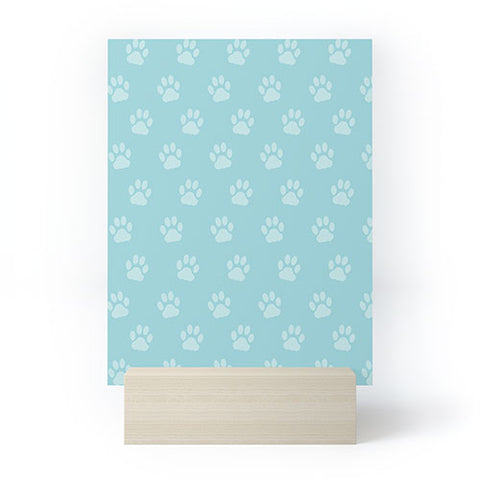 Avenie Paw Print Pattern Blue Mini Art Print