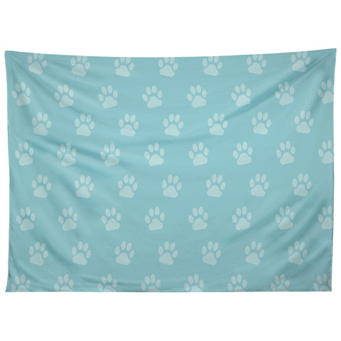 Avenie Paw Print Pattern Blue Tapestry