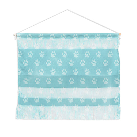 Avenie Paw Print Pattern Blue Wall Hanging Landscape