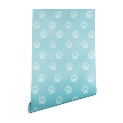 Avenie Paw Print Pattern Blue Wallpaper