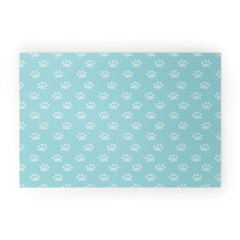 Avenie Paw Print Pattern Blue Welcome Mat