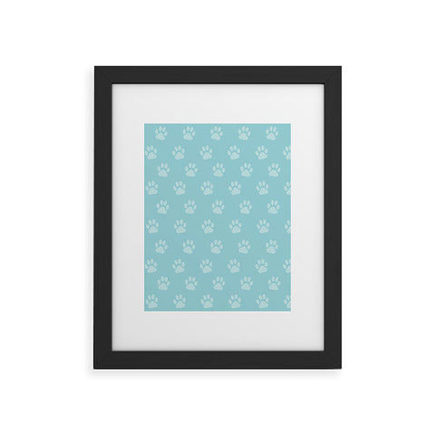 Avenie Paw Print Pattern Blue Framed Art Print