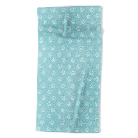Avenie Paw Print Pattern Blue Beach Towel