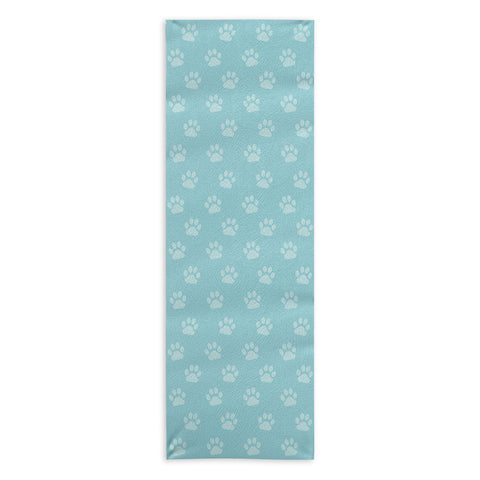 Avenie Paw Print Pattern Blue Yoga Towel