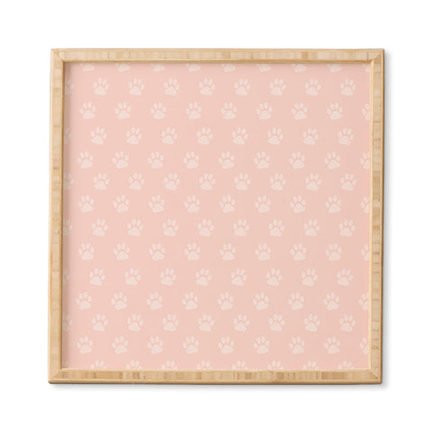 Avenie Paw Print Pattern Pink Framed Wall Art
