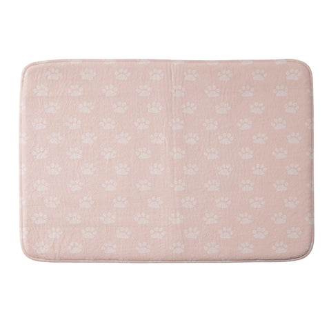 Avenie Paw Print Pattern Pink Memory Foam Bath Mat
