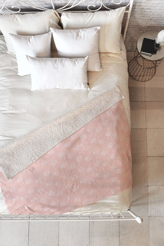 Avenie Paw Print Pattern Pink Fleece Throw Blanket