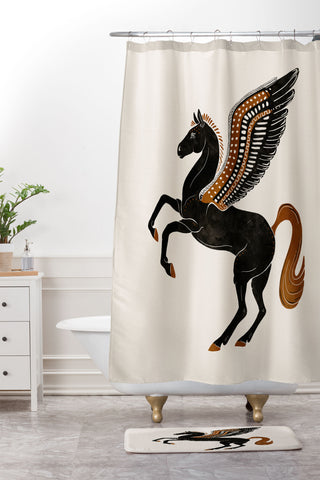 Avenie Pegasus In Greek Art Shower Curtain And Mat