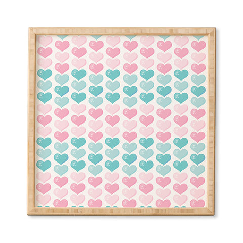 Avenie Pink and Blue Hearts Framed Wall Art