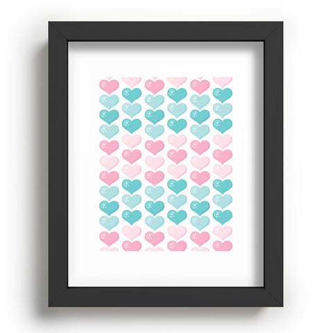 Avenie Pink and Blue Hearts Recessed Framing Rectangle