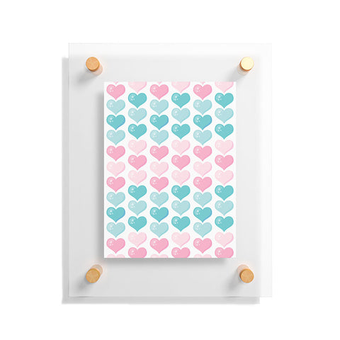 Avenie Pink and Blue Hearts Floating Acrylic Print
