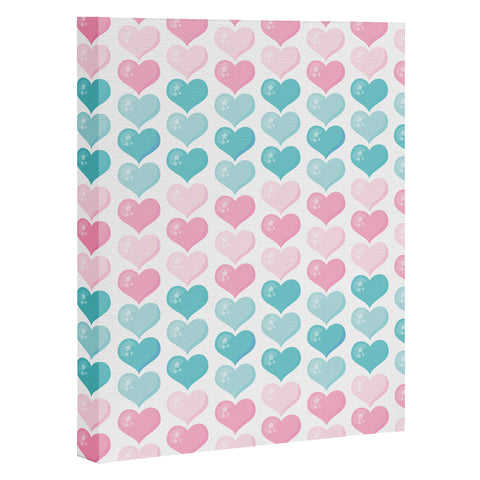 Avenie Pink and Blue Hearts Art Canvas