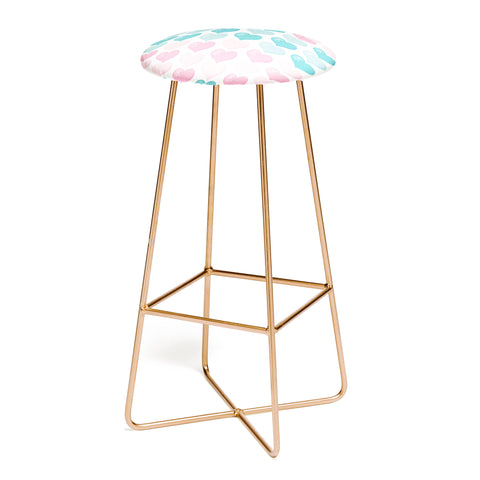 Avenie Pink and Blue Hearts Bar Stool