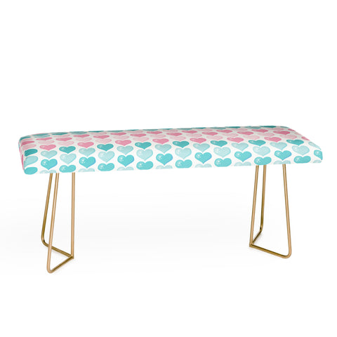 Avenie Pink and Blue Hearts Bench