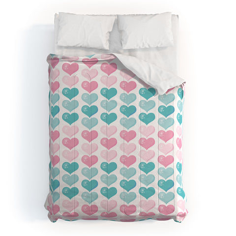 Avenie Pink and Blue Hearts Comforter