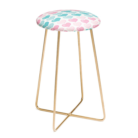 Avenie Pink and Blue Hearts Counter Stool