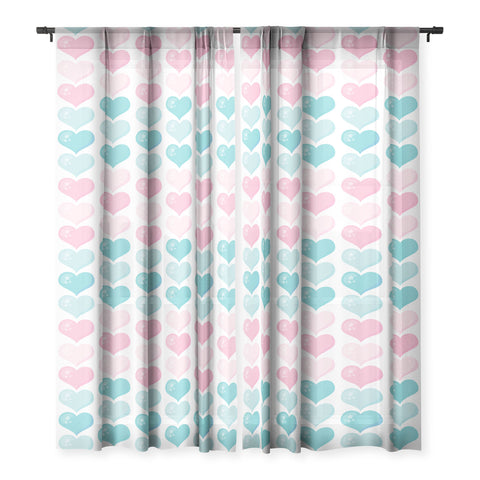 Avenie Pink and Blue Hearts Sheer Non Repeat