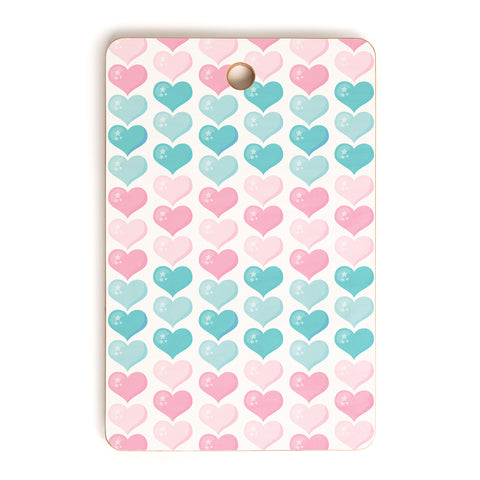 Avenie Pink and Blue Hearts Cutting Board Rectangle