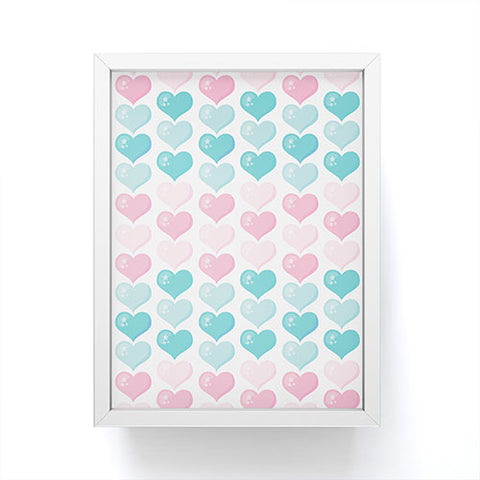 Avenie Pink and Blue Hearts Framed Mini Art Print