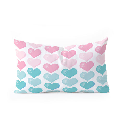 Avenie Pink and Blue Hearts Oblong Throw Pillow