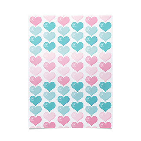 Avenie Pink and Blue Hearts Poster