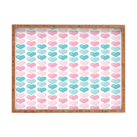 Avenie Pink and Blue Hearts Rectangular Tray