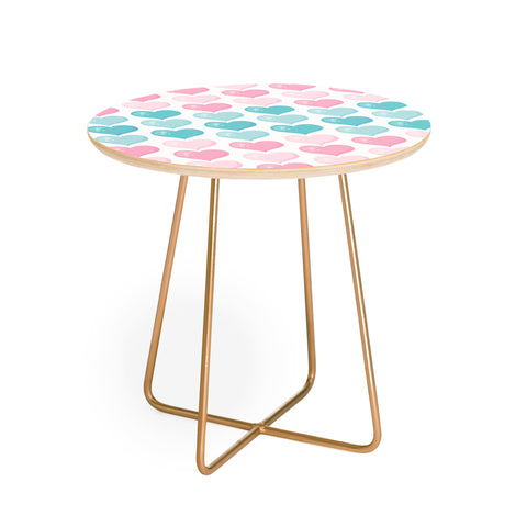 Avenie Pink and Blue Hearts Round Side Table