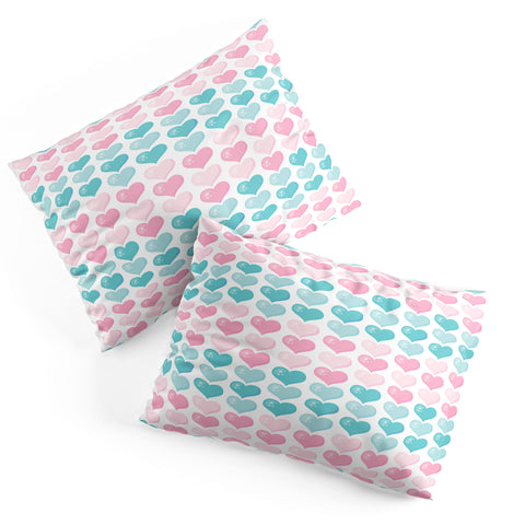 Avenie Pink and Blue Hearts Pillow Shams