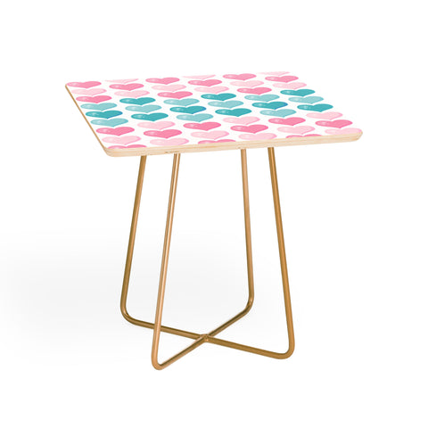 Avenie Pink and Blue Hearts Side Table