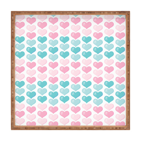 Avenie Pink and Blue Hearts Square Tray